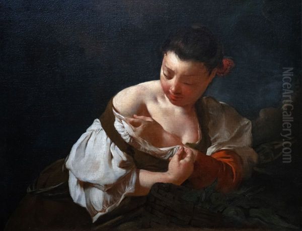 Peasant Girl Catching a FleaFrancais:Paysanne qui s'epuceItaliano:Contadina che si spulcia - view 1