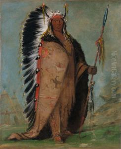 Ee-ah-sa-pa, Black Rock, a Two Kettle Chief by George Catlin