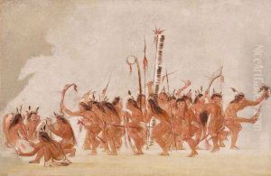 Braves' Dance, Ojibwa by George Catlin