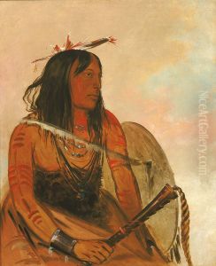 Ish-a-ro-yeh, He Who Carries a Wolf, a Distinguished Brave by George Catlin