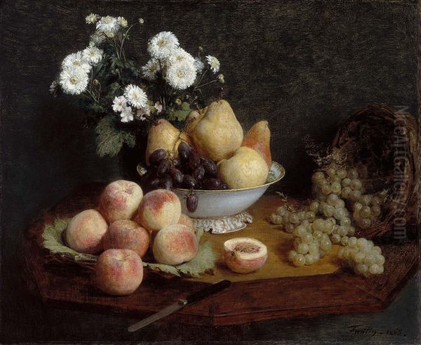 Flowers and Fruit on a Table - view 1