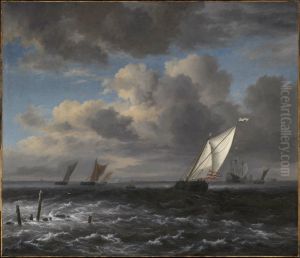 Shipping on a rough sea by Jacob Van Ruisdael