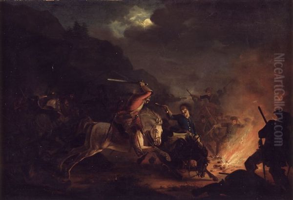 Skirmish at Night between Norwegian and Swedish Cavalry - view 1