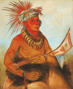 Pah-ta-coo-chee, Shooting Cedar, a Brave by George Catlin