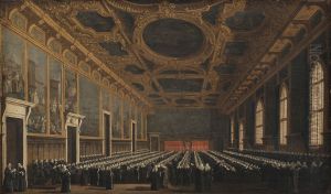 The Doge and Grand Council in Sala del Maggior Consiglio by Canaletto