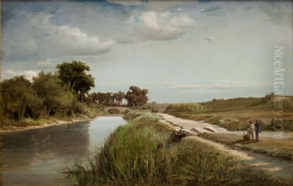 French River Landscape with a Bridge. - view 1