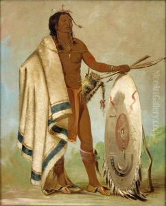 Kotz-a-to-ah, Smoked Shield, a Distinguished Warrior by George Catlin