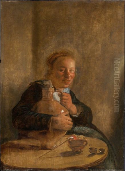 A Woman Holding a Jug - view 1