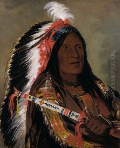 Tah-teck-a-da-hair, Steep Wind, a Brave of the Bad Arrow Points Band by George Catlin
