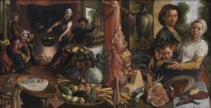 Det fede kokken. "Voluptas Carnis" by Pieter Aertsen