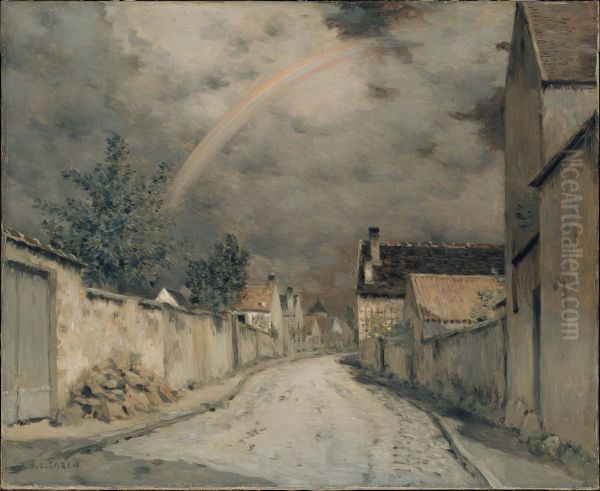 Village Street with a Rainbow - view 1