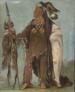 Pa-ris-ka-roo-pa, Two Crows, a Band Chief by George Catlin