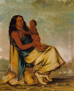 Wah-chee-te, Wife of Cler-mont, and Child by George Catlin