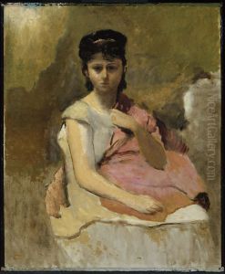 Woman with a Pink Shawl by Jean-Baptiste Camille Corot