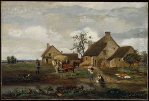 Farm at Recouvrieres, Nievre by Jean-Baptiste Camille Corot