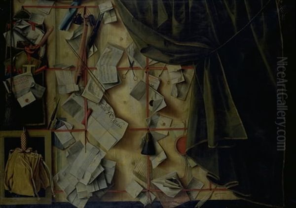 Trompe l'oeil of a Letter Rack with Proclamation by Frederik III - view 1