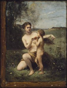 Venus Clipping Cupid's Wings by Jean-Baptiste Camille Corot