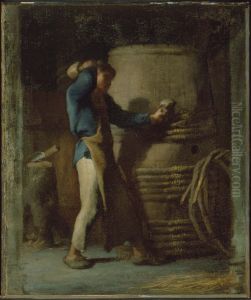 Cooper Tightening Staves on a Barrel by Jean-Francois Millet