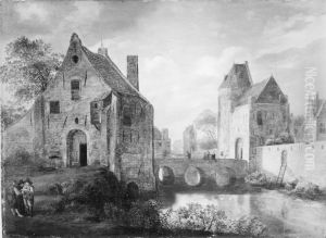 Houses at a Canal by Jan Van Der Heyden