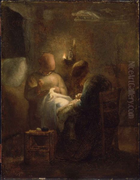 Women Sewing by Lamplight (La Veillee) - view 1