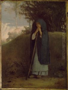 Shepherdess Leaning on her Staff by Jean-Francois Millet