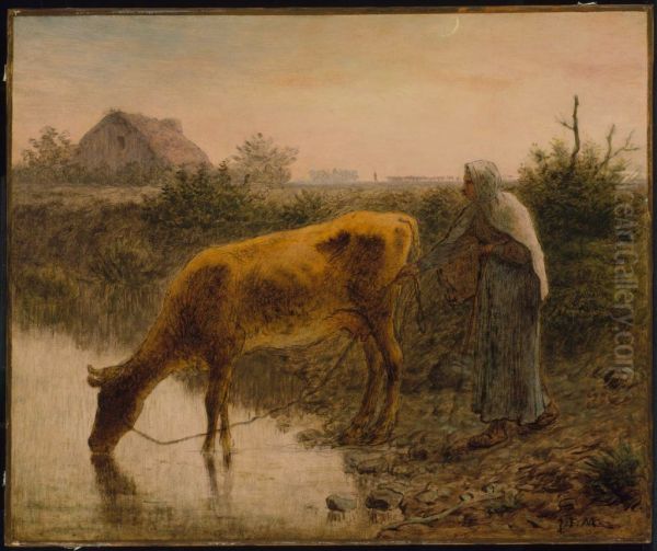 Peasant Watering Her Cow - view 1