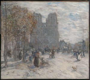 Place du Parvis, Notre Dame, Paris by Jean-Francois Raffaelli