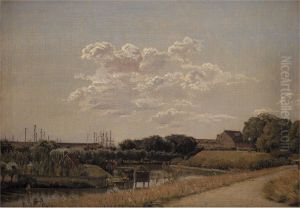 View of the Citadel Ramparts Looking Towards Langelinie and the Naval Harbour by Christen Kobke