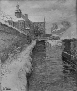 Snow-covered Buildings along a Canal Snow-covered Buildings along a Canal