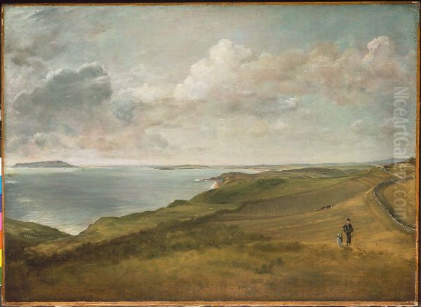 Weymouth Bay from the Downs above Osmington Mills - view 1