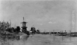 Windmills near Dordrecht by Karl Daubigny