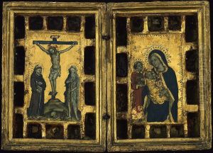 Christ on the Cross with Saints Francis and Onophrius; The Virgin and Child with Saint Lawrence by Lippo D'Andrea