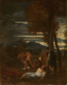Wrestlers in a Landscape