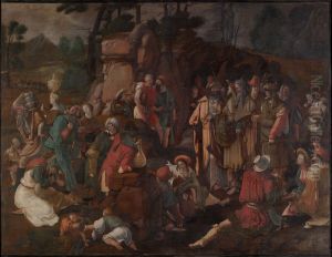 Moses and the Israelites after the Miracle of Water from the Rock by Lucas Van Leyden