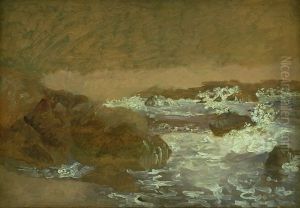 Surf on a Rocky Coast, Marina Piccola, Capri by Christen Kobke