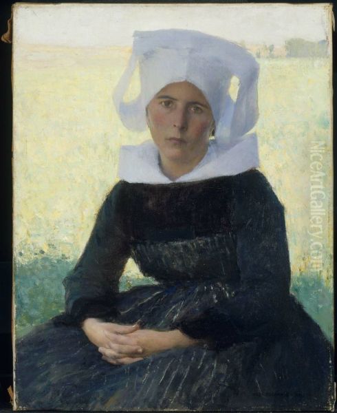 Woman in Breton Costume Seated in a Meadow - view 1