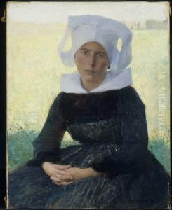 Woman in Breton Costume Seated in a Meadow by Pascal Dagnan-Bouveret