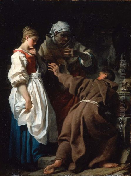 Brother Luce, the Hermit, with the Widow and her Daughter - view 1