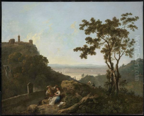 Tivoli and the Roman Campagna with a Man and Woman - view 1