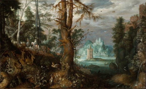 Forest Scene with Hunters - view 1