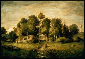 Cottage in a Clump of Trees by Theodore Rousseau