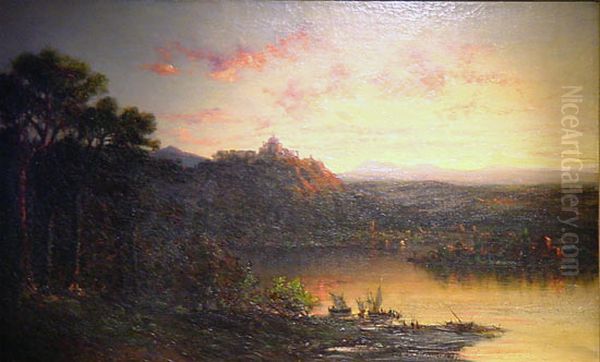 "Twilight" Lake of Albano Near Rome - view 1