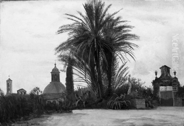 Palm Trees with a Domed Church - view 1