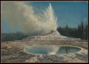 Geyser, Yellowstone Park by Albert Bierstadt