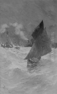 A Rough Day-Harbor of Honfleur by Frank Myers Boggs