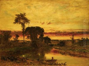 Sunset Landscape, Medfield by George Inness