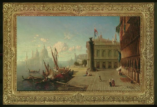 View of the Ducal Palace and Grand Canal and Church of Sta Maria della Salute, Venice - view 1