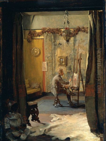 His studio, Selfportrait - view 1