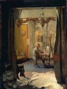 His studio, Selfportrait by Ignaz Gaugengigl