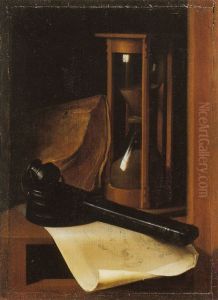 Hourglass and Inkpot on a Shelf Hourglass and Inkpot on a Shelf